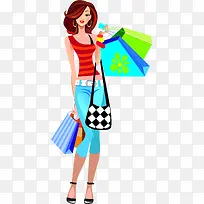 时尚商场购物女模特手绘-空若网 时尚商场购物女模特手绘-空若网