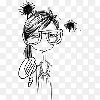 手绘黑色时尚模特-空若网 手绘黑色时尚模特-空若网