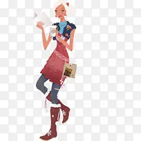 手绘看书的时尚模特-空若网 手绘看书的时尚模特-空若网