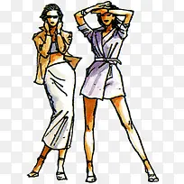 手绘水彩性感模特-空若网 手绘水彩性感模特-空若网