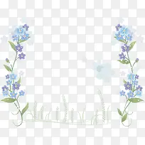 手绘蓝色鲜花边框-空若网 手绘蓝色鲜花边框-空若网