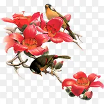 红色鲜花花朵树枝-空若网 红色鲜花花朵树枝-空若网