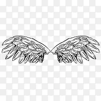 黑色素描翅膀卡通素材-空若网 黑色素描翅膀卡通素材-空若网