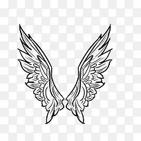 黑色素描翅膀卡通素材-空若网 黑色素描翅膀卡通素材-空若网