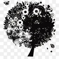 茂盛的树黑色剪影素材-空若网 茂盛的树黑色剪影素材-空若网