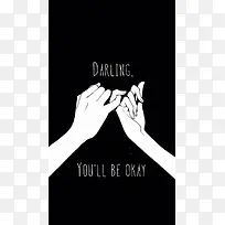 手指相牵黑色背景素材-空若网 手指相牵黑色背景素材-空若网