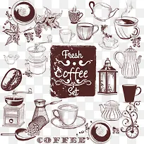 矢量杯子与咖啡机-空若网 矢量杯子与咖啡机-空若网