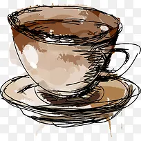 咖啡杯手绘线条矢量素材-空若网 咖啡杯手绘线条矢量素材-空若网