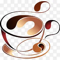 手绘褐色花纹咖啡杯子-空若网 手绘褐色花纹咖啡杯子-空若网