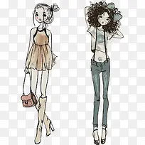 矢量手绘时尚女孩-空若网 矢量手绘时尚女孩-空若网