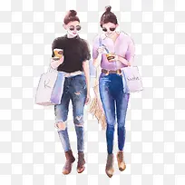 时尚女孩插画素材-空若网 时尚女孩插画素材-空若网