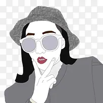 戴灰色帽的女孩插画-空若网 戴灰色帽的女孩插画-空若网