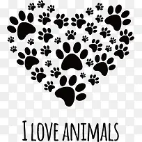 矢量动物脚印爱心-空若网 矢量动物脚印爱心-空若网