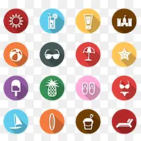 海边素材扁平化图标-空若网 海边素材扁平化图标-空若网