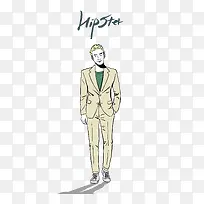 插画风格插兜男人-空若网 插画风格插兜男人-空若网