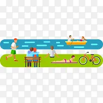 扁平化海边景色矢量图-空若网 扁平化海边景色矢量图-空若网