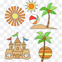 矢量夏季海滩素材沙滩-空若网 矢量夏季海滩素材沙滩-空若网