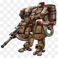 褐色机械战机插画-空若网 褐色机械战机插画-空若网