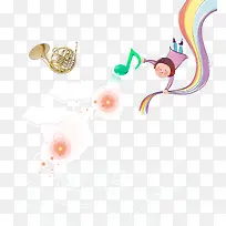 卡通背景元素 音符 卡通人物 -空若网 卡通背景元素 音符 卡通人物 -空若网