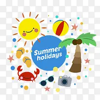 手绘卡通沙滩矢量素材-空若网 手绘卡通沙滩矢量素材-空若网