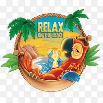 夏日沙滩休闲鹦鹉矢量png-空若网 夏日沙滩休闲鹦鹉矢量png-空若网