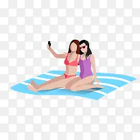 矢量扁平化卡通沙滩美女素材-空若网 矢量扁平化卡通沙滩美女素材-空若网