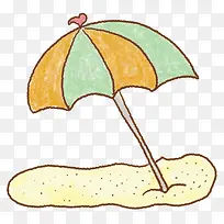 卡通手绘沙滩太阳伞-空若网 卡通手绘沙滩太阳伞-空若网