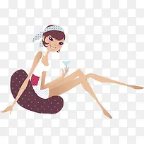 摄影卡通效果沙滩女-空若网 摄影卡通效果沙滩女-空若网