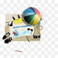 手绘沙滩摄影海报-空若网 手绘沙滩摄影海报-空若网