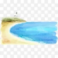 手绘沙滩夏天插画-空若网 手绘沙滩夏天插画-空若网