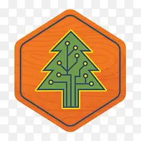 橙色图标卡通绿色松树-空若网 橙色图标卡通绿色松树-空若网