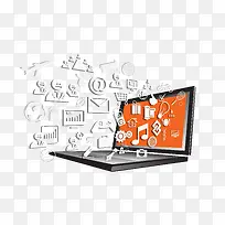 矢量彩色创意电脑的想象-空若网 矢量彩色创意电脑的想象-空若网