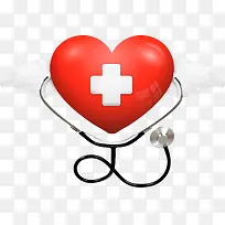 红色爱心听诊器医疗-空若网 红色爱心听诊器医疗-空若网