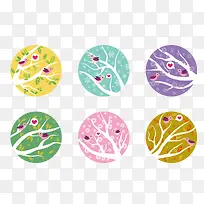 小鸟在树枝圆环-空若网 小鸟在树枝圆环-空若网