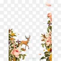 卡通手绘花朵麋鹿-空若网 卡通手绘花朵麋鹿-空若网