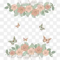 矢量手绘蝴蝶和花朵-空若网 矢量手绘蝴蝶和花朵-空若网