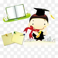 学校宣传卡通小博士书本便利贴-空若网 学校宣传卡通小博士书本便利贴-空若网