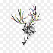 麋鹿的插画-空若网 麋鹿的插画-空若网