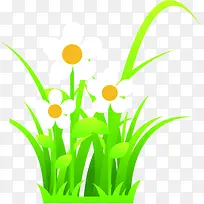 高清手绘绿草从白色花-空若网 高清手绘绿草从白色花-空若网