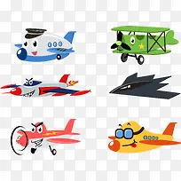6款飞机卡通矢量图-空若网 6款飞机卡通矢量图-空若网