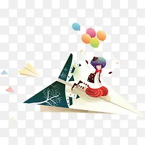 卡通纸飞机-空若网 卡通纸飞机-空若网