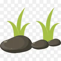 小草石头矢量图-空若网 小草石头矢量图-空若网