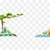 卡通绿树石头-空若网 卡通绿树石头-空若网