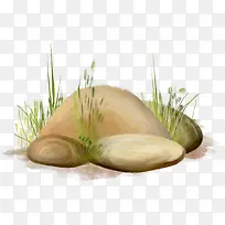 手绘 石头 绿草免扣png素材-空若网 手绘 石头 绿草免扣png素材-空若网