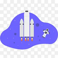 扁平火箭发射插画装饰-空若网 扁平火箭发射插画装饰-空若网