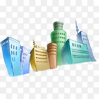 卡通夏日手绘插画建筑物-空若网 卡通夏日手绘插画建筑物-空若网