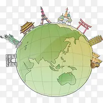 卡通地球建筑物-空若网 卡通地球建筑物-空若网