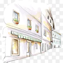 手绘建筑物咖啡图片-空若网 手绘建筑物咖啡图片-空若网