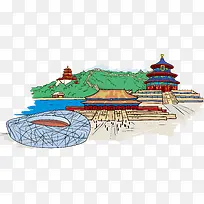 高清手绘卡通插画建筑物-空若网 高清手绘卡通插画建筑物-空若网