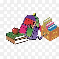 卡通书籍与书包-空若网 卡通书籍与书包-空若网